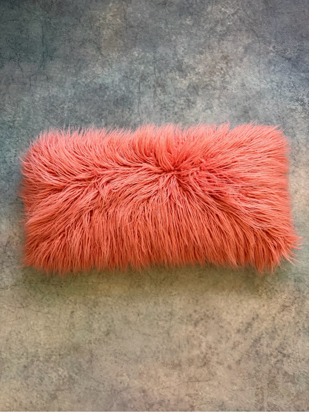 Shaggy Pillow in Coral Pink